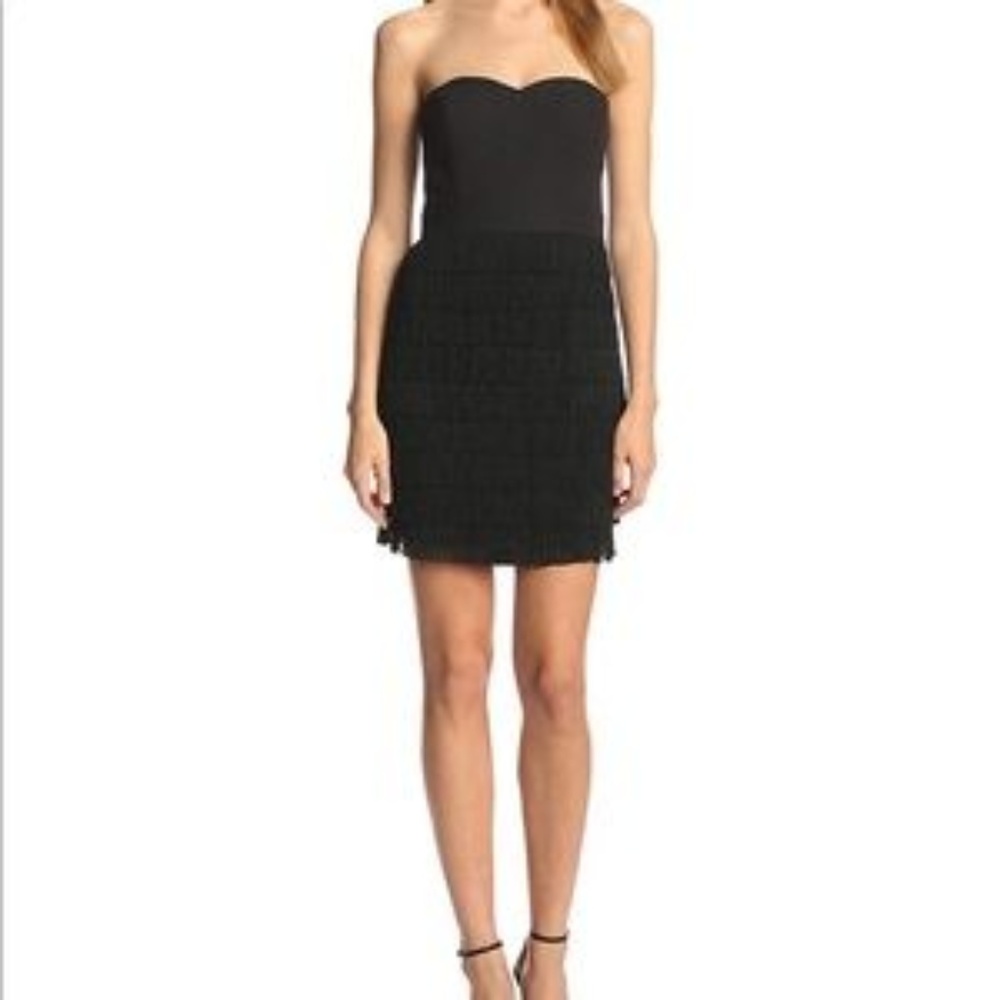Black Strapless Fringe Dress